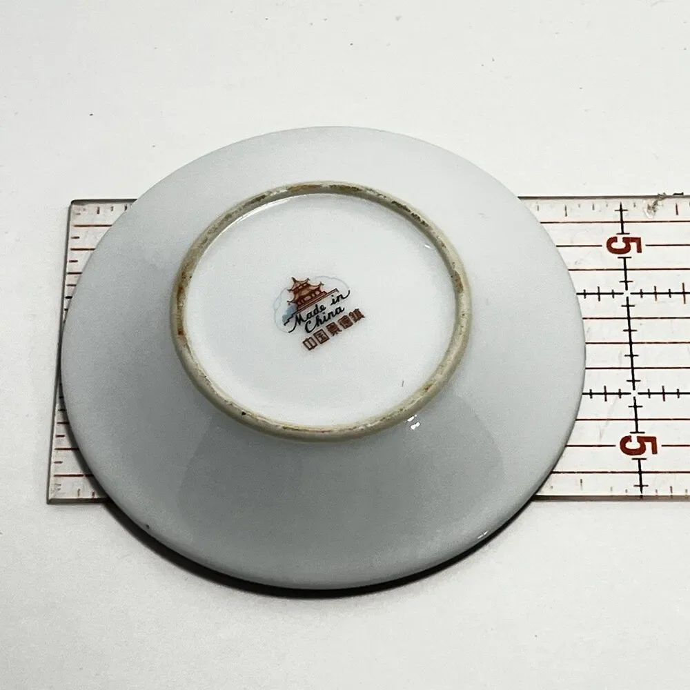 Mid Century Floral Chinese-Jingdezhen-Demitasse Saucer 4.5”